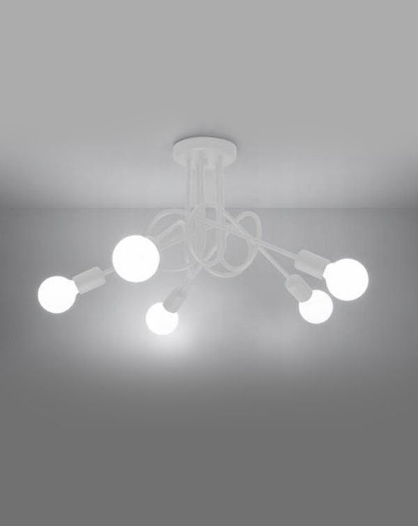 Lustre SUPEŁ 5 blanc + 5x ampoule LED E27 3000K Warm 7,5W 620lm