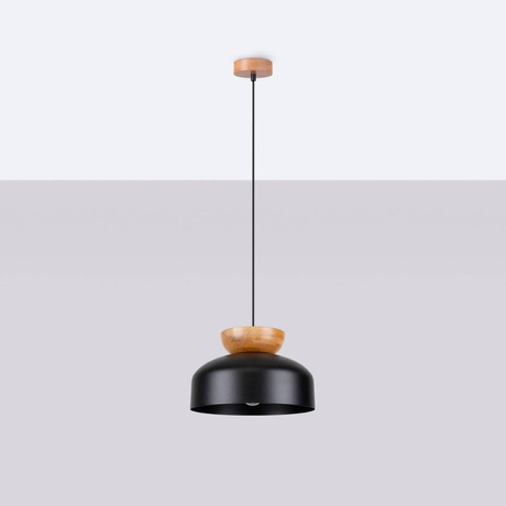 MARION lampe suspendue noire + 1x ampoule LED E27 3000K Warm 7,5W 620lm