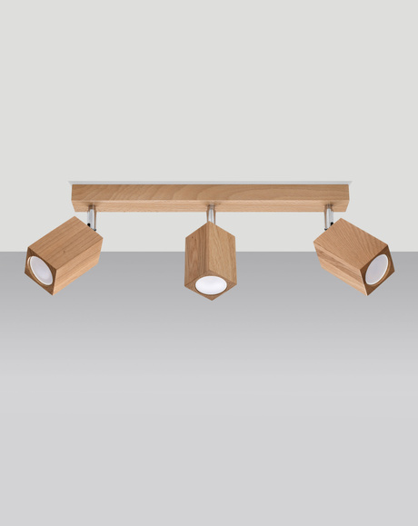 Plafond KEKE 3 chêne + 3x ampoule LED GU-10 3000K Warm 7W 620lm