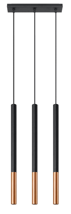 MOZAICA 3L lampe suspendue noir/cuivre + 3x ampoule LED G9 4000K Cold 4,5W 530lm