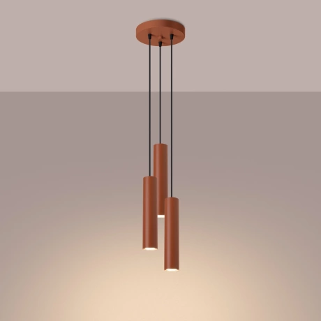 Lampe suspendue LAGOS 3P rouge ocre