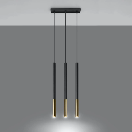 Lampe suspendue MOZAICA 3L noir/doré