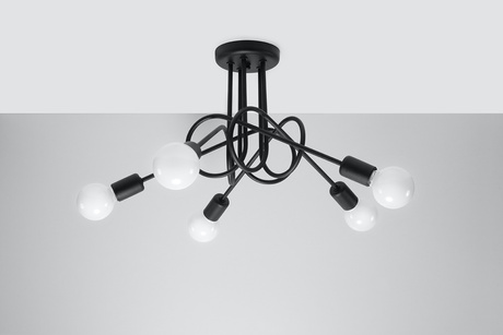 Lustre SUPEŁ 5 noir + 5x ampoule LED E27 3000K Warm 7,5W 620lm