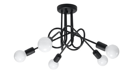 Lustre SUPEŁ 5 noir + 5x ampoule LED E27 4000K froid 7,5W 650lm