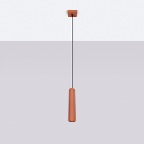 Lampe suspendue KARBON 1 rouge ocre
