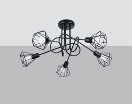 Lustre ARTEMIS 5S noir + 5x ampoule LED E14 4000K Froid 7.5W 680lm