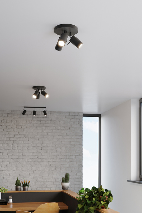 Plafond RING 3P noir + 3x ampoule LED GU-10 3000K Warm 7W 620lm