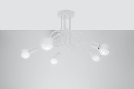 Lustre SUPEŁ 5 blanc + 5X ampoule LED E27 3000K 7W 760lm