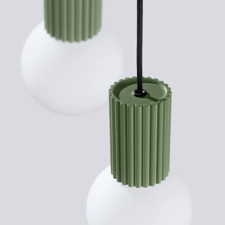 Lampe pendante HALO 3P vert olive