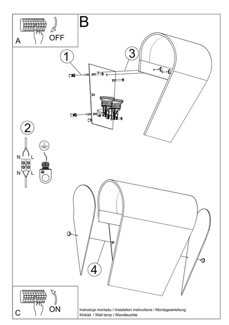 Applique CLINO 2 + 2x ampoule LED E27 3000K Warm 7.5W 620lm