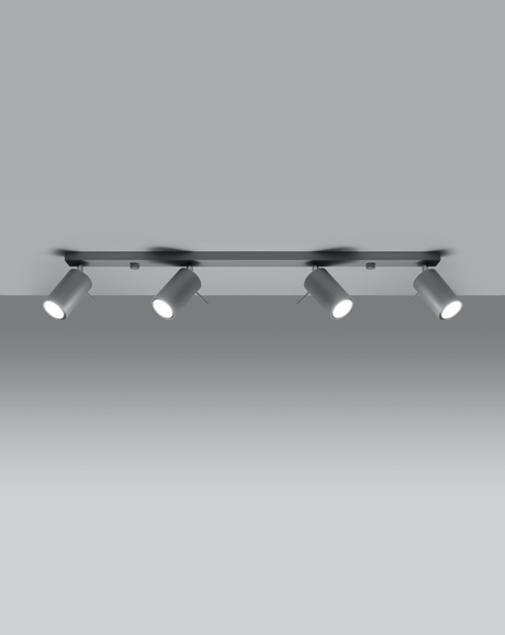 Plafond RING 4L Gris + 4x Ampoule LED GU-10 4000K Froid 7W 630lm