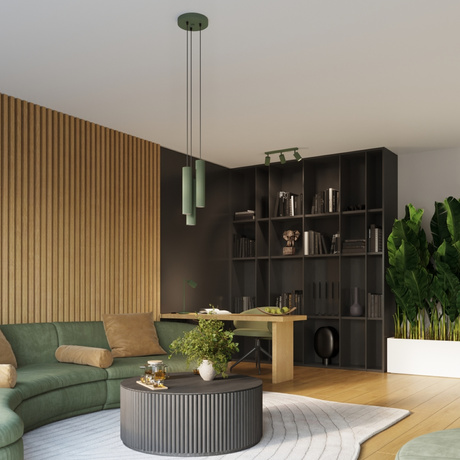 Plafonnier KARBON 3L vert olive