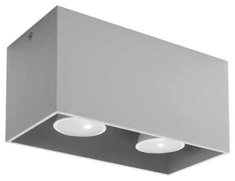 Plafond QUAD MAXI gris + 2x ampoule LED GU-10 4000K Froid 7W 630lm