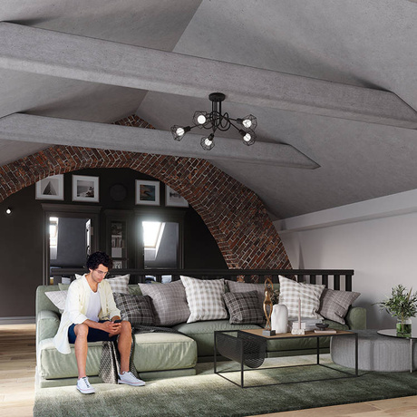 Plafond ARTEMIS 2 noir + 2x ampoule LED E14 3000K Warm 7.5W 620lm