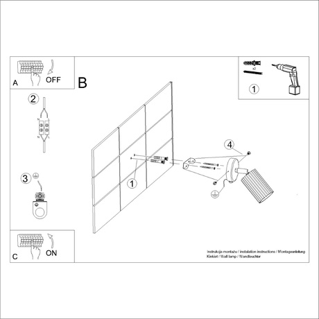 Applique KARBON vert olive avec interrupteur