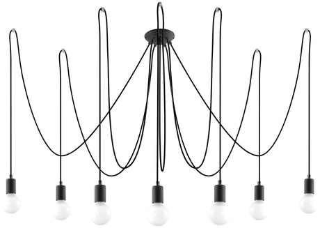 EDISON 7 lampe suspendue noire + 7x ampoule LED E27 3000K Warm 7,5W 620lm