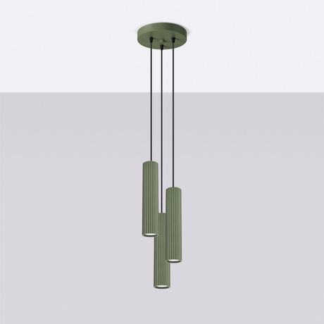 Lampe suspendue KARBON 3P vert olive