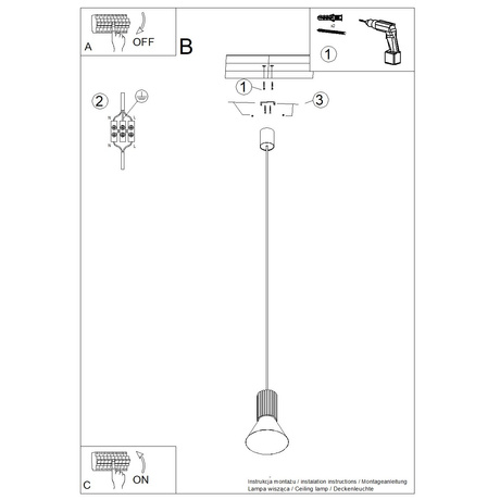 Lampe suspendue ESTRIA 1 blanc/ultramarine