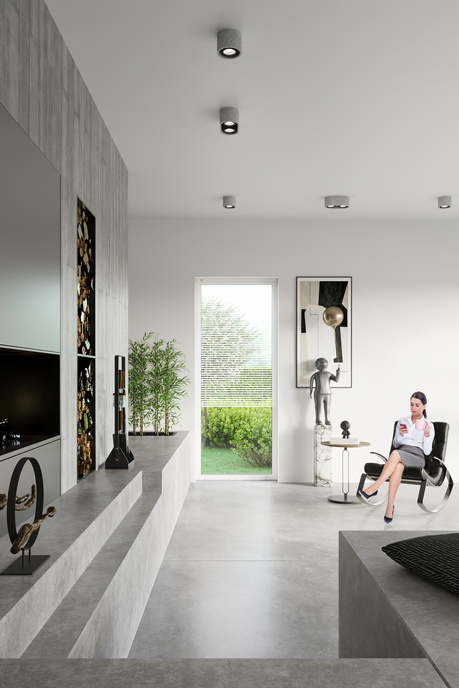 Plafond BASIC 2 béton + 2x ampoule LED GU10 AR111 3000K Warm 12W 800lm