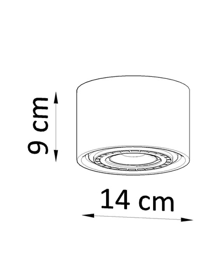 Plafond BASIC 1 béton + 1x ampoule LED GU10 AR111 3000K Warm 12W 800lm