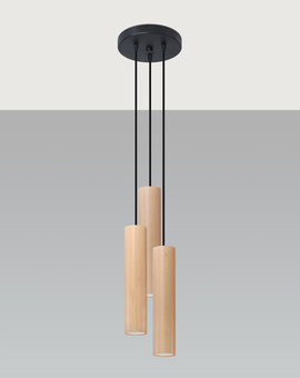 Lampe suspendue LINO 3P bois naturel + 3x GU-10 3000K Warm 7W 620lm ampoule LED