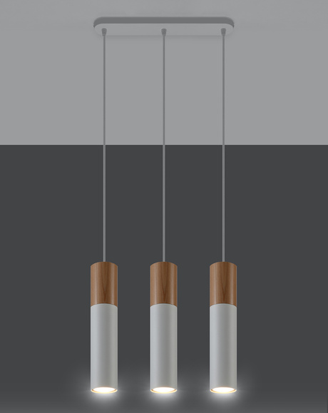 PABLO 3 lampe suspendue blanche + 3x ampoule LED GU-10 4000K Froid 7W 630lm