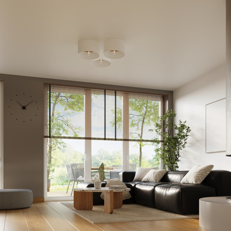 Plafond TELESTO blanc/marron clair + 1x ampoule LED E27 3000K Warm 7.5W 620lm