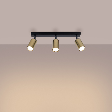 Plafond WINX 3 noir/doré + 3x ampoule LED GU-10 3000K Warm 7W 510lm