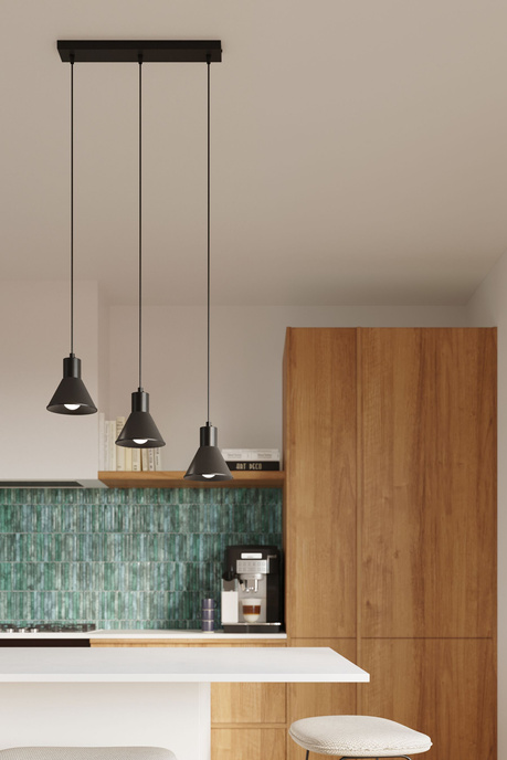 TALEJA 1 lampe suspendue noire [E27 + 1x ampoule LED E27 3000K Warm 7,5W 620lm