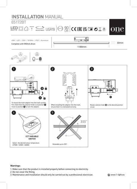 FARO 118 LED noires 2700K-3200K-4000K 40W 4800lm