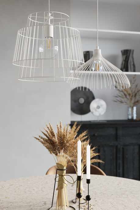 Lampe suspendue UMB blanche + 1x ampoule LED E27 4000K froide 7,5W 650lm