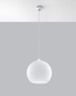 Lampe suspendue BALL blanche + 1x ampoule LED E27 4000K froide 7,5W 650lm