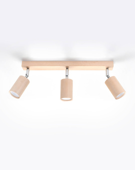 Plafond BERG 3 bois naturel + 3x ampoule LED GU-10 3000K Warm 7W 620lm