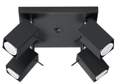 Plafond MERIDA 4 noir + 4x ampoule LED GU-10 3000K Warm 7W 620lm