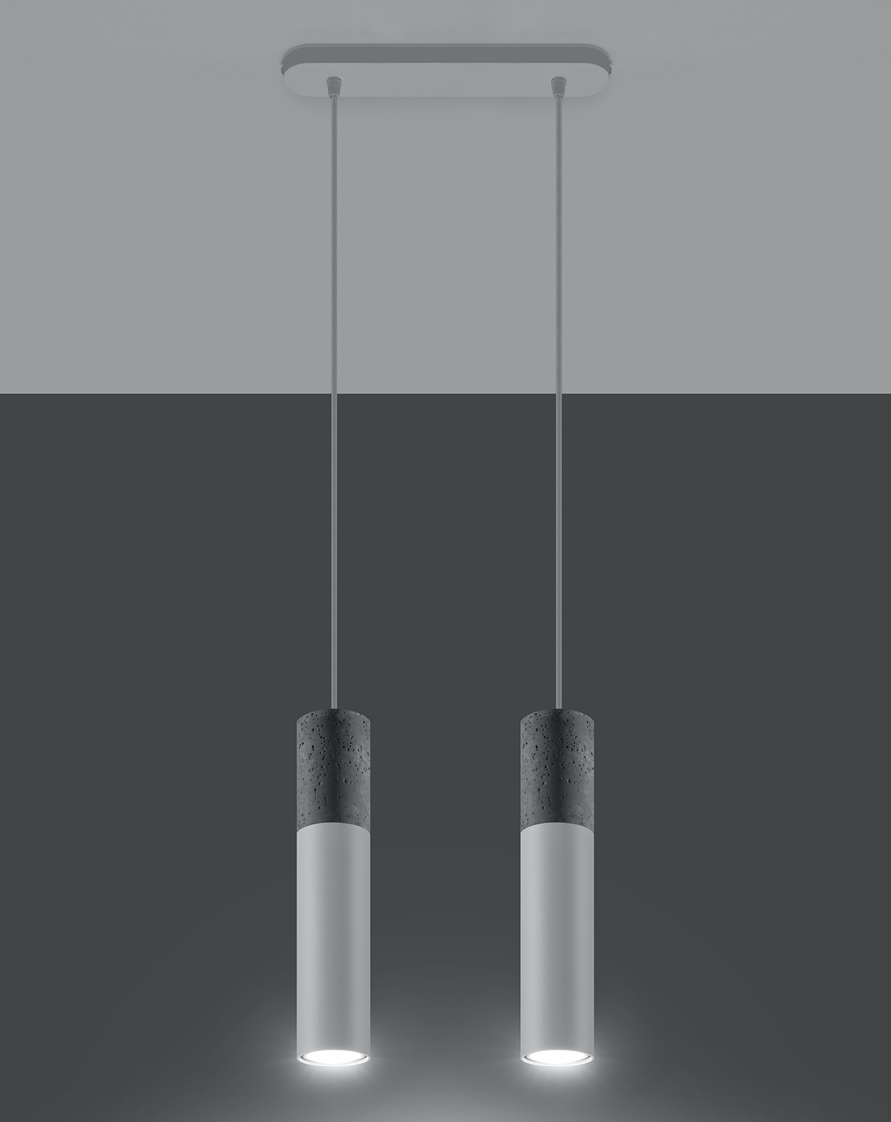 Lampe suspendue BORGIO 2 blanc + 2x ampoule LED GU-10 4000K Froid 7W 630lm