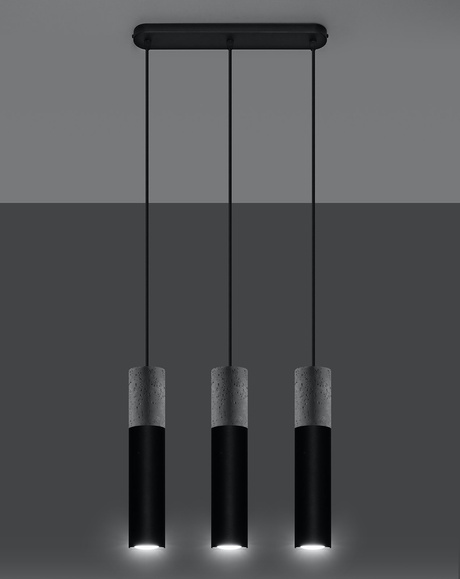 Lampe suspendue BORGIO 3 noir + 3x ampoule LED GU-10 4000K Froid 7W 630lm