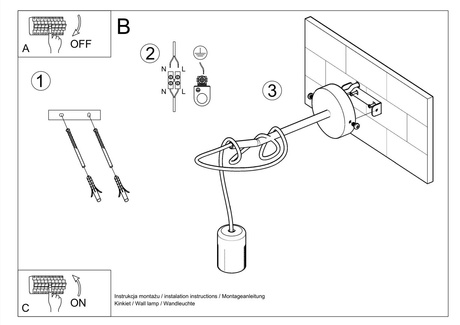 Applique EDISON noir +1x Ampoule LED E27 3000K Warm 7.5W 620lm