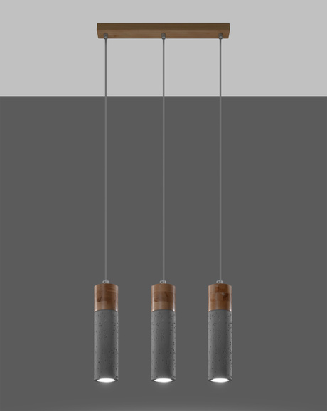 ZANE 3 lampe suspendue grise + 3x GU-10 3000K Warm 7W 620lm ampoule LED