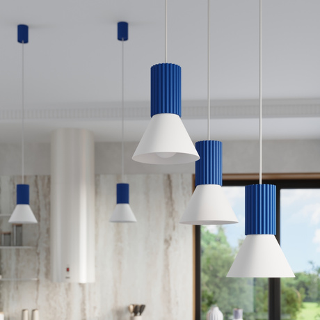 Lampe suspendue ESTRIA 1 blanc/ultramarine