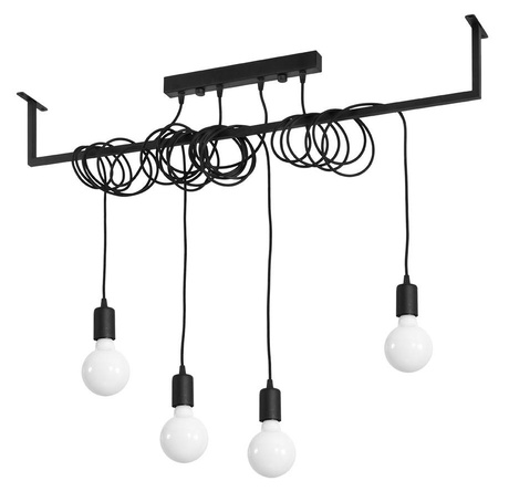 Lustre SALAMANCA 4 noir + 4x ampoule LED E27 3000K Warm 7.5W 620lm