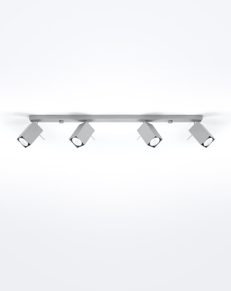 Plafond MERIDA 4L gris + 4x ampoule LED GU-10 4000K Froid 7W 630lm