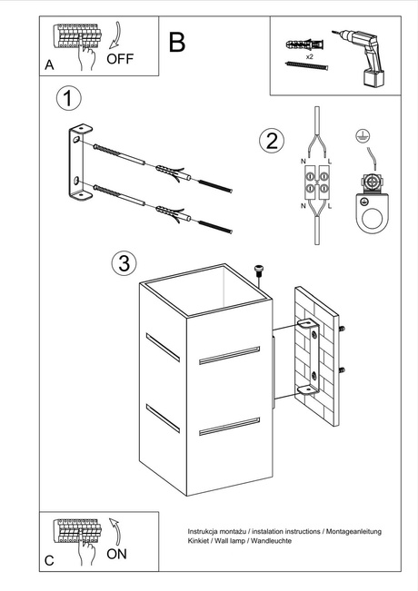 Applique BLOCCO blanc + 1x ampoule LED G9 3000K Warm 4.5W 510lm