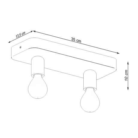 Plafond TAVO 2 + 2x ampoule LED E27 3000K Warm 7.5W 620lm