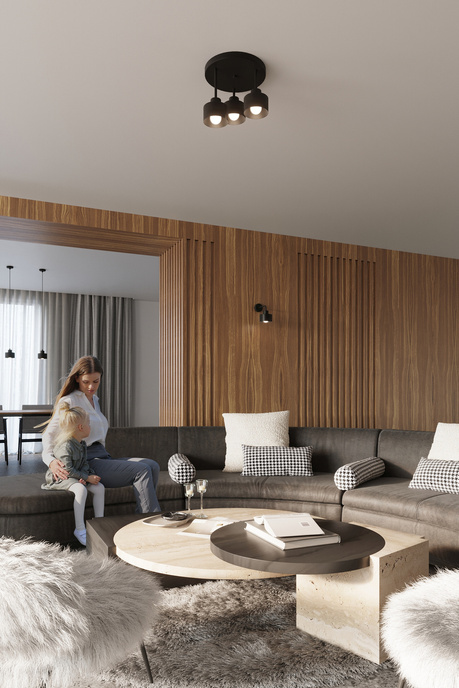 Plafond SAVAR 3 noir + 3x ampoule LED E27 3000K Warm 7.5W 620lm