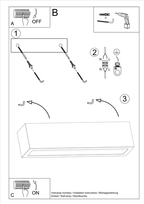 Applique VEGA 50 béton + 1x ampoule LED E27 3000K Warm 7.5W 620lm