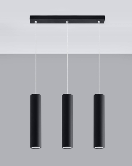 LAGOS 3 lampe suspendue noire + 3x GU-10 3000K Warm 7W 620lm ampoule LED