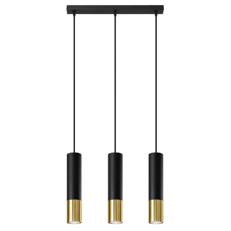 Lampe suspendue LOOPEZ 3L noir/doré