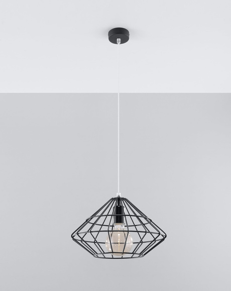 Lampe suspendue UMBERTO noire + 1x ampoule LED E27 3000K chaude 7.5W 620lm