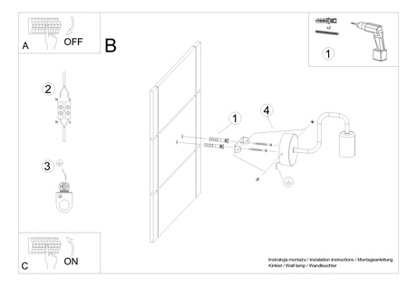 Applique VECTOR noir + 1X ampoule LED E27 3000K 7W 760lm