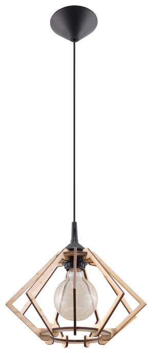 POMPELMO lampe suspendue en bois naturel + 1x ampoule LED E27 3000K Warm 7,5W 620lm